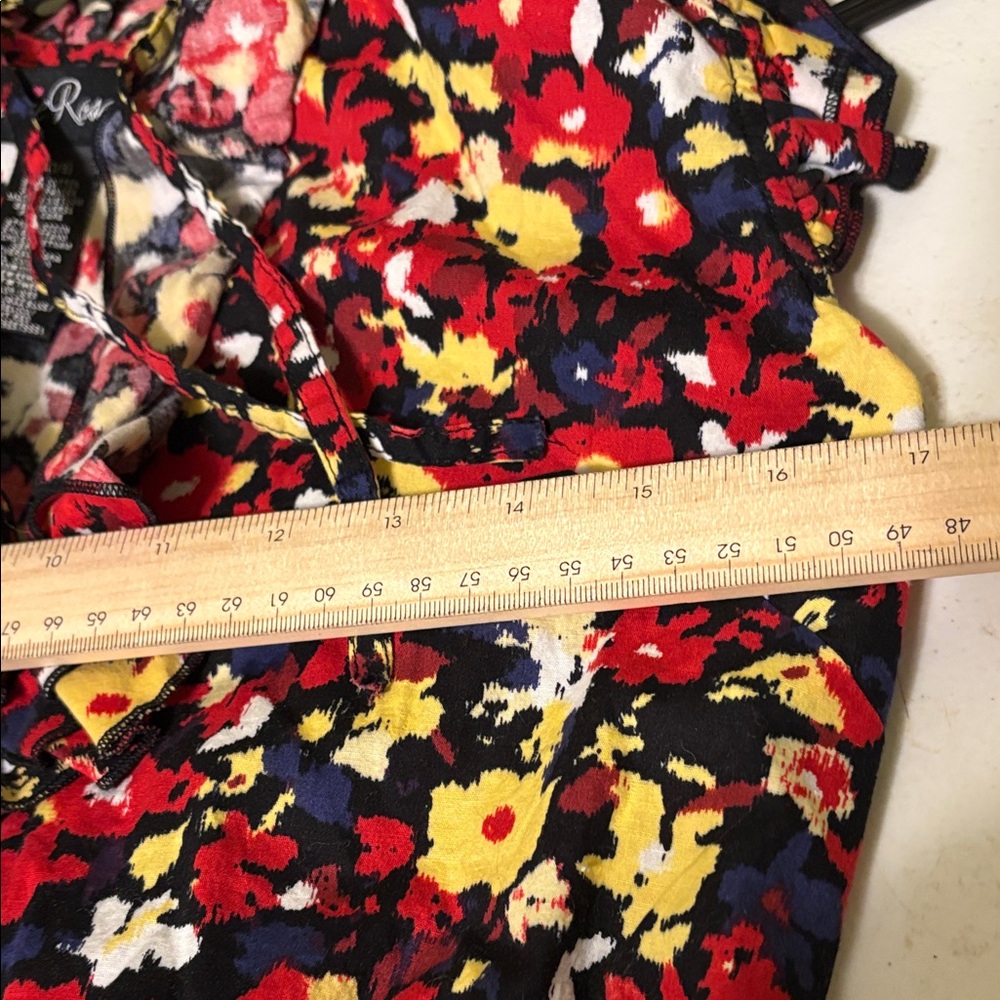 Susie Rose Vibrant Floral Ruffle Blouse M 7/9 Coquette Top Red Yellow Blue - Picture 6 of 9